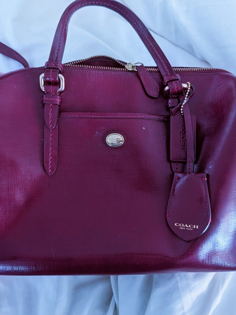 Coach Deep Burgundy Leather Satchel with Gold Hardware - Picture 4 of 4